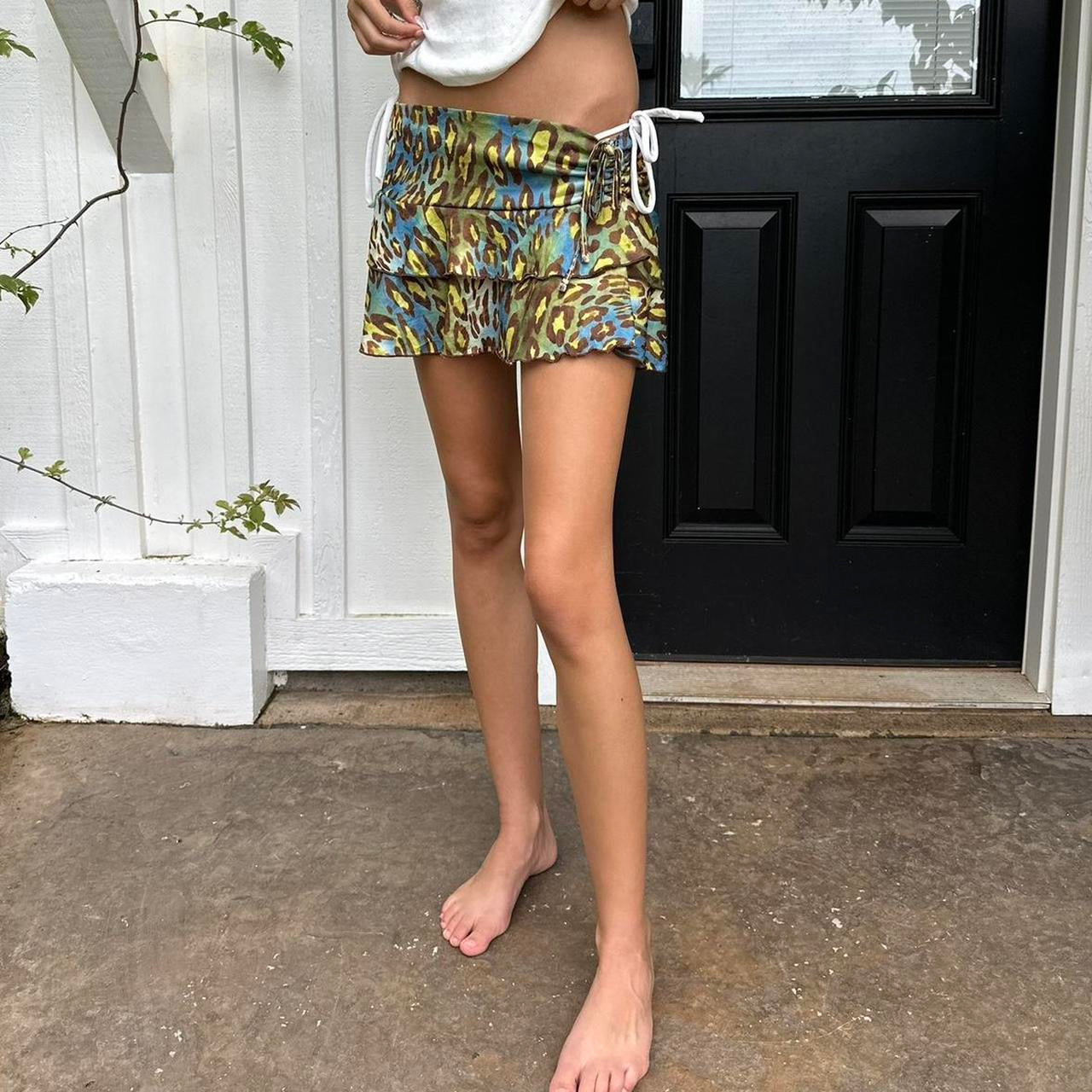 Vintage 90’s leopard layered mini skirt