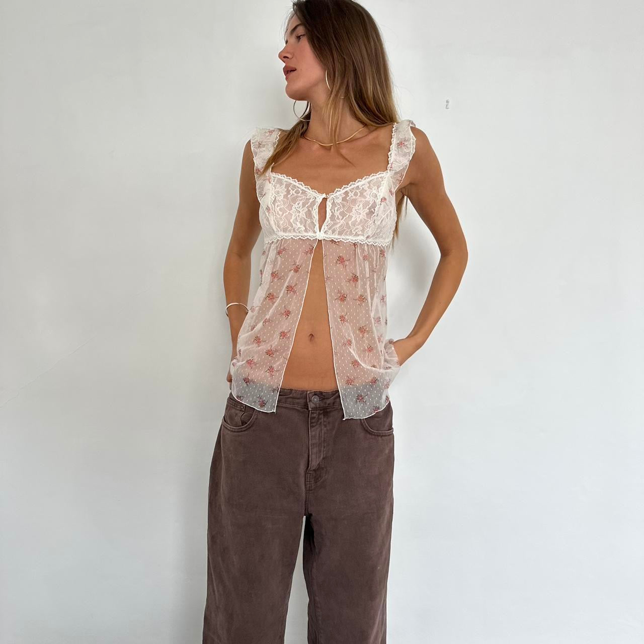 Vintage Victorias Secret 90s delicate open mesh top