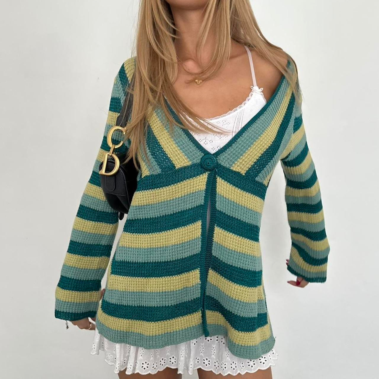 Vintage 90’s green open front button cardigan