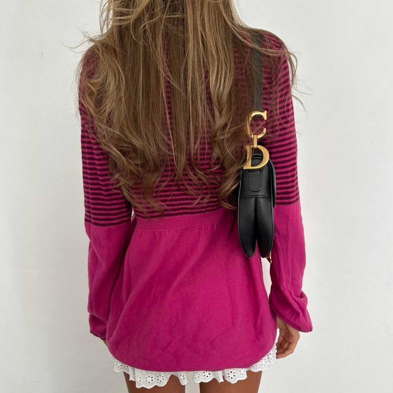 Vintage 2000s pink striped button down cardigan top