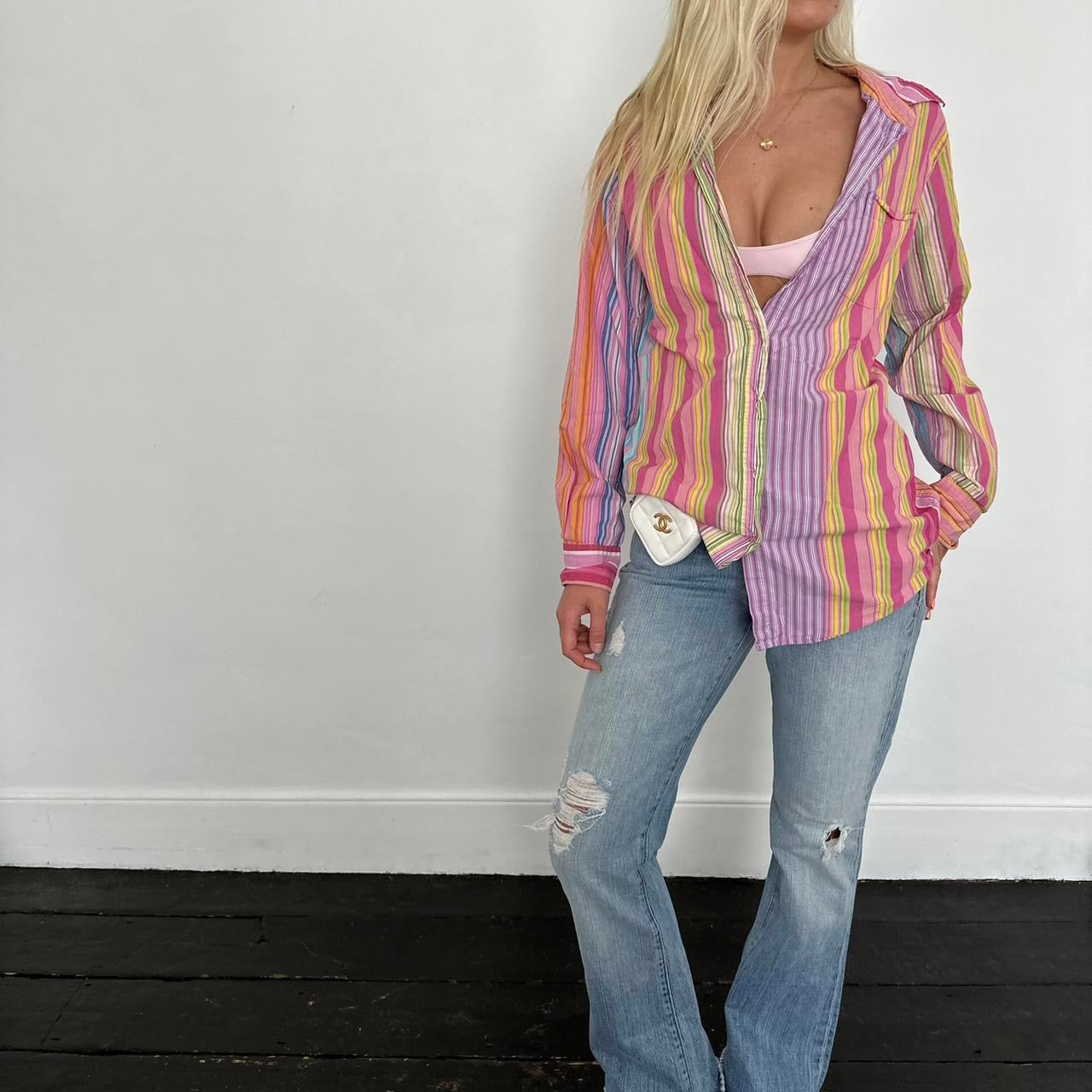 Vintage Victorias Secret colourful striped shirt