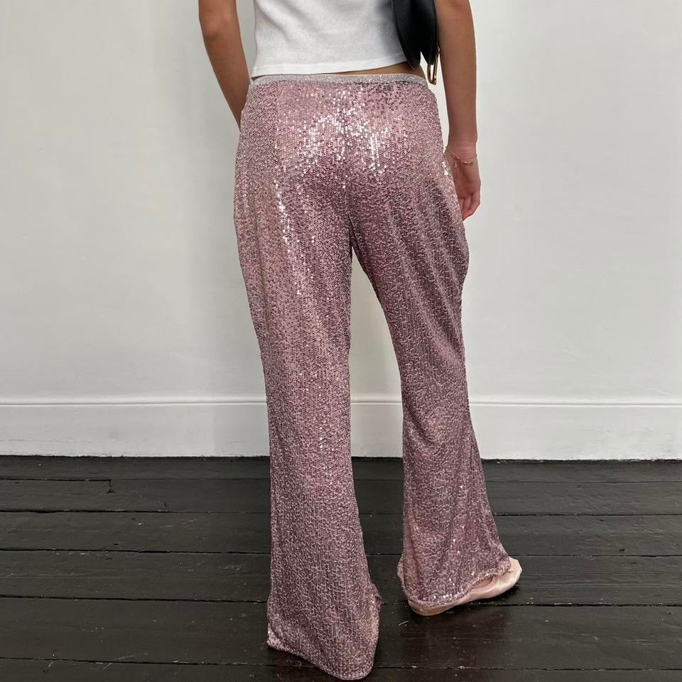 Vintage pink sequin embellished pants