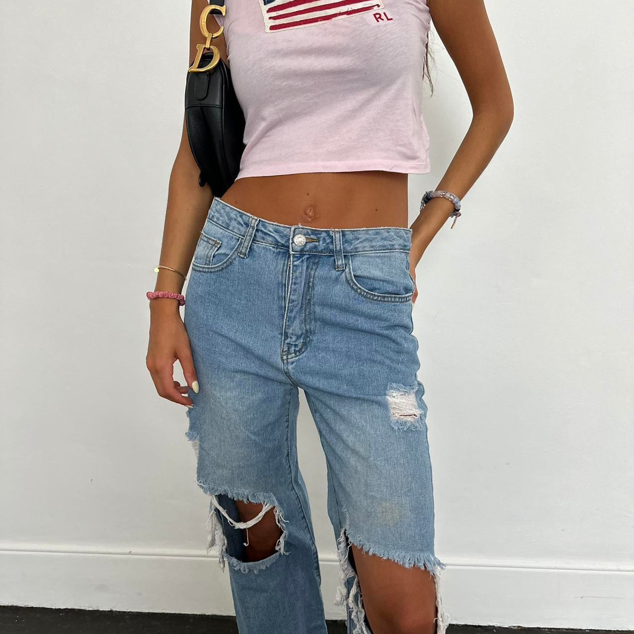 Vintage blue distressed jeans