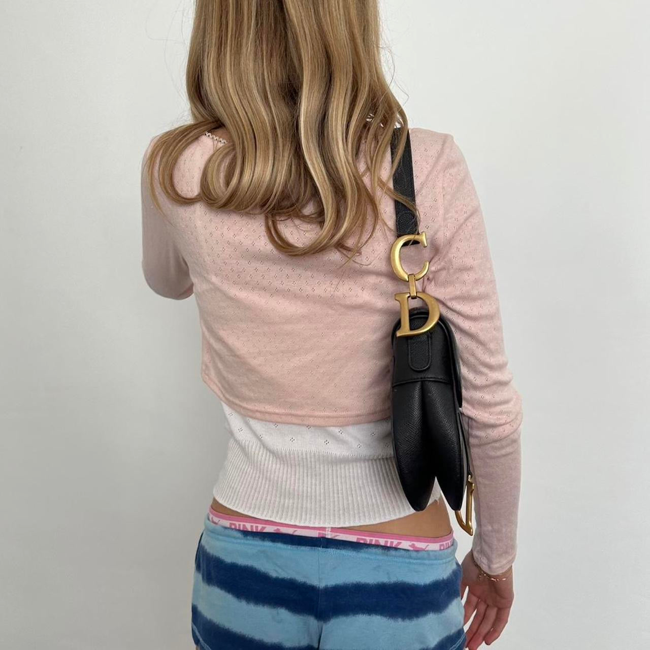 Vintage pink cropped layering cardigan top