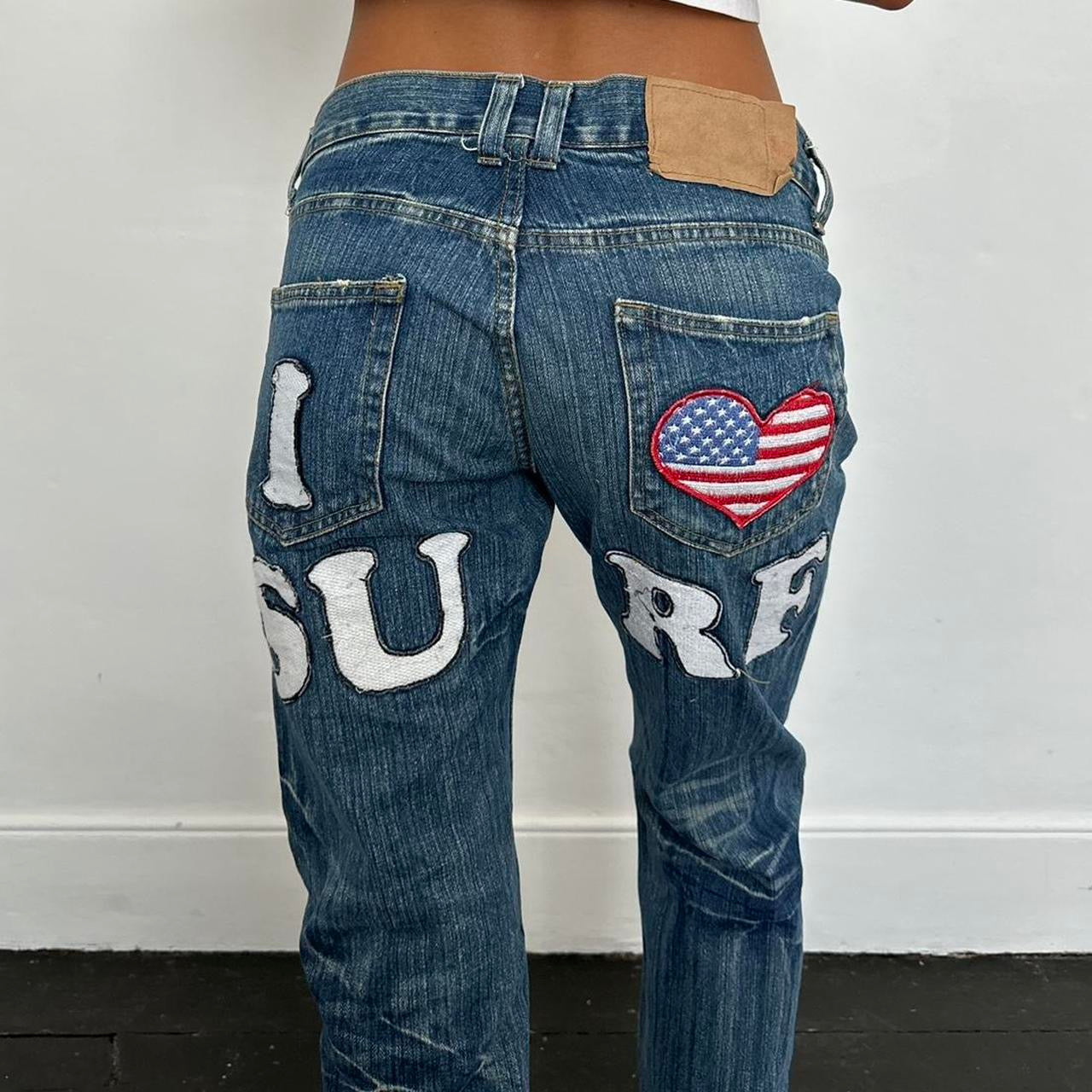 Vintage iconic rare 90s I love surf jeans 🩵🏄🏼♀️