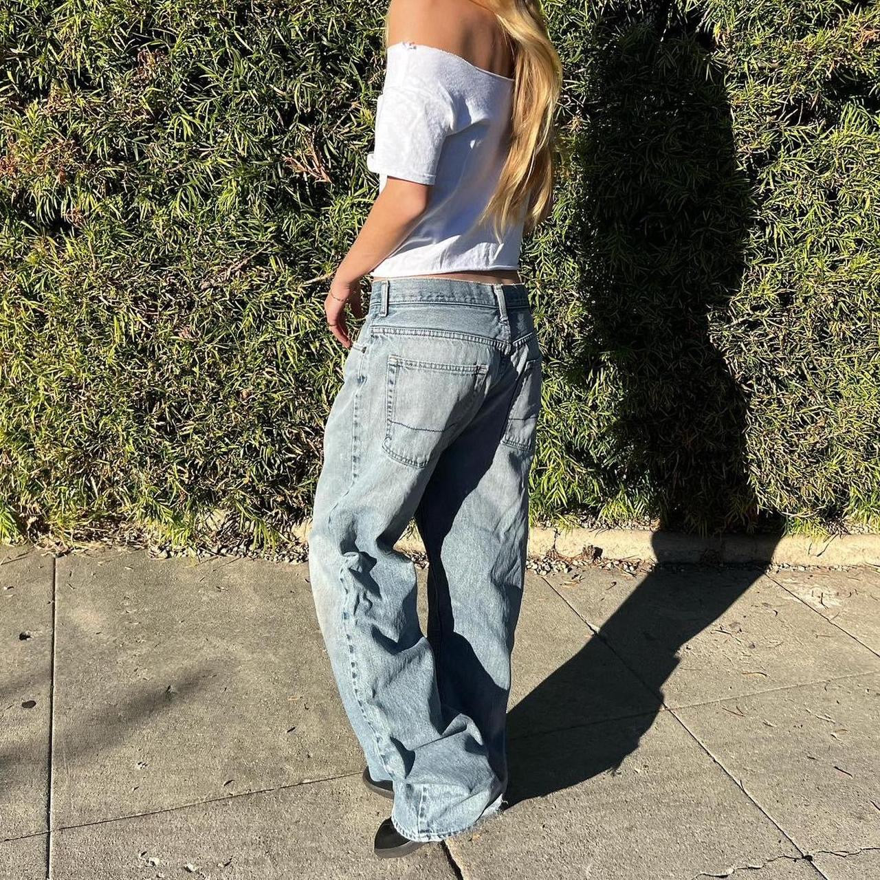 Vintage blue wash boyfriend fit style jeans