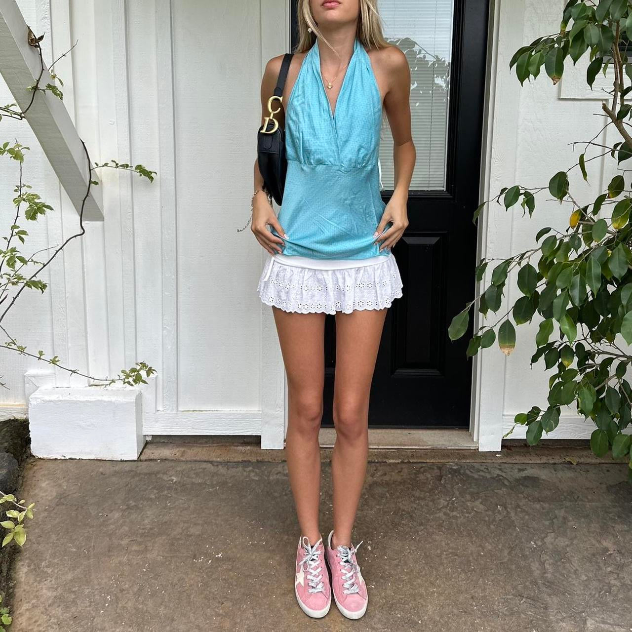 Vintage blue halter neck top