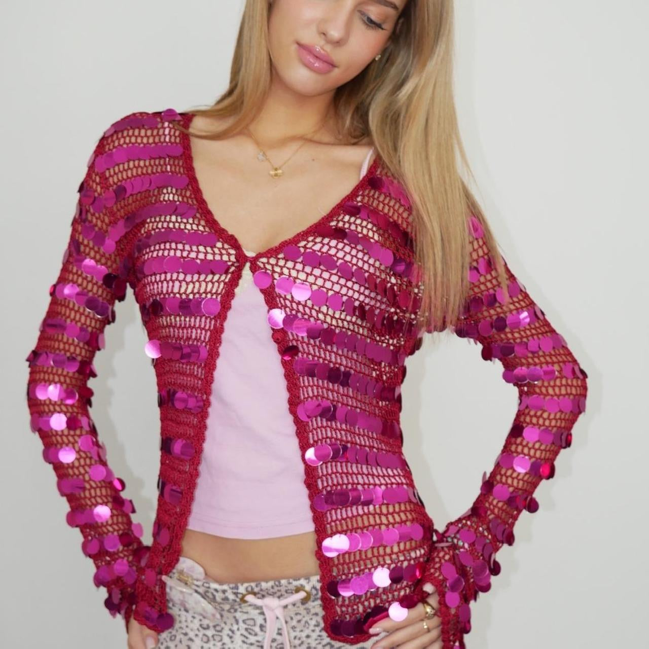 Vintage 90’s pink sequin long sleeve top