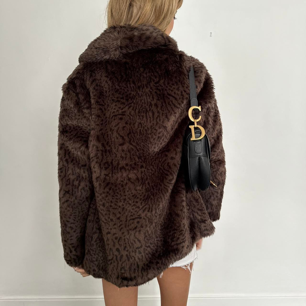 Vintage 2000’s brown faux fur jacket
