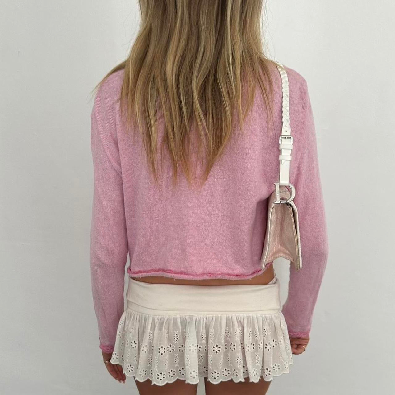 Vintage pink ribbon wrap long sleeve top š