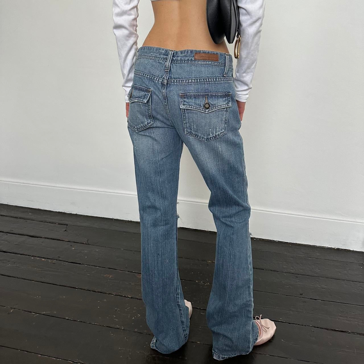 Vintage Abercrombie & Fitch blue distressed bootcut jeans
