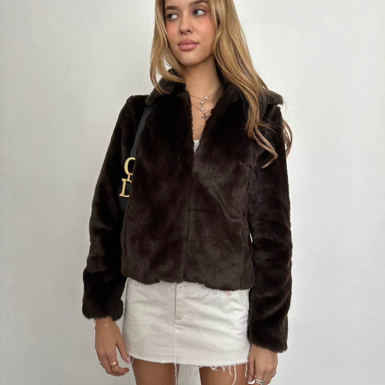 Vintage 2000’s brown faux fur jacket