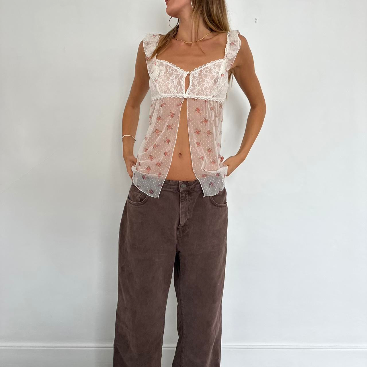 Vintage Victorias Secret 90s delicate open mesh top