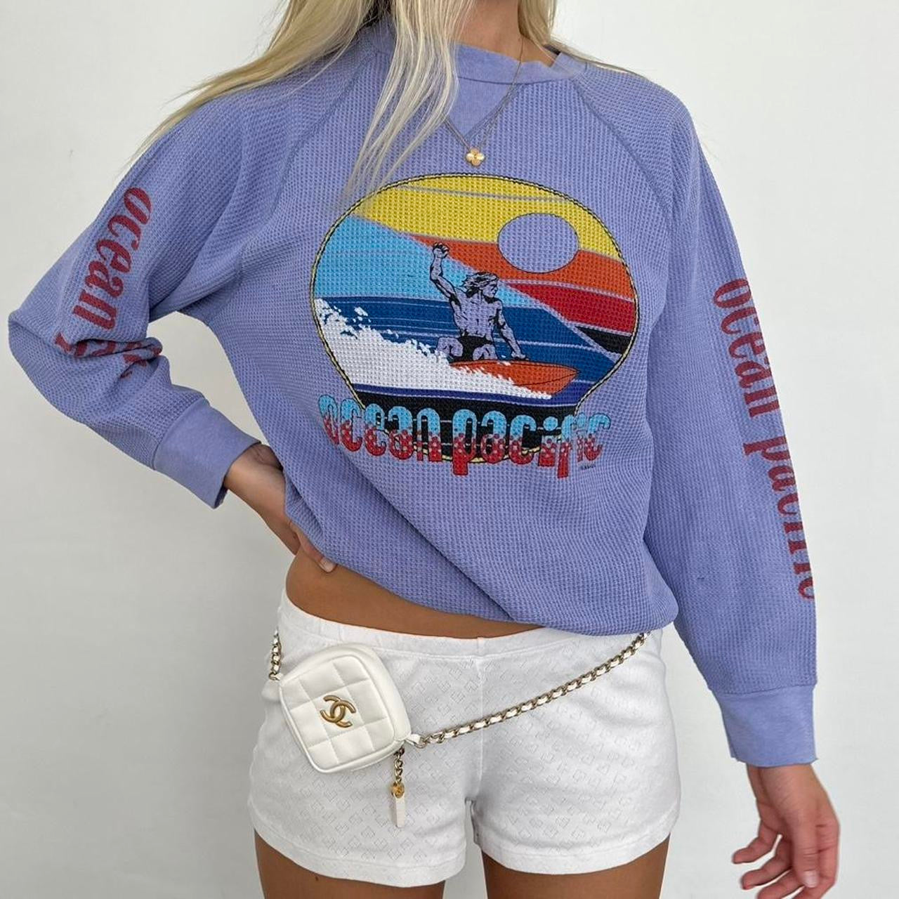 Vintage rare 1990s waffle surf long sleeve top