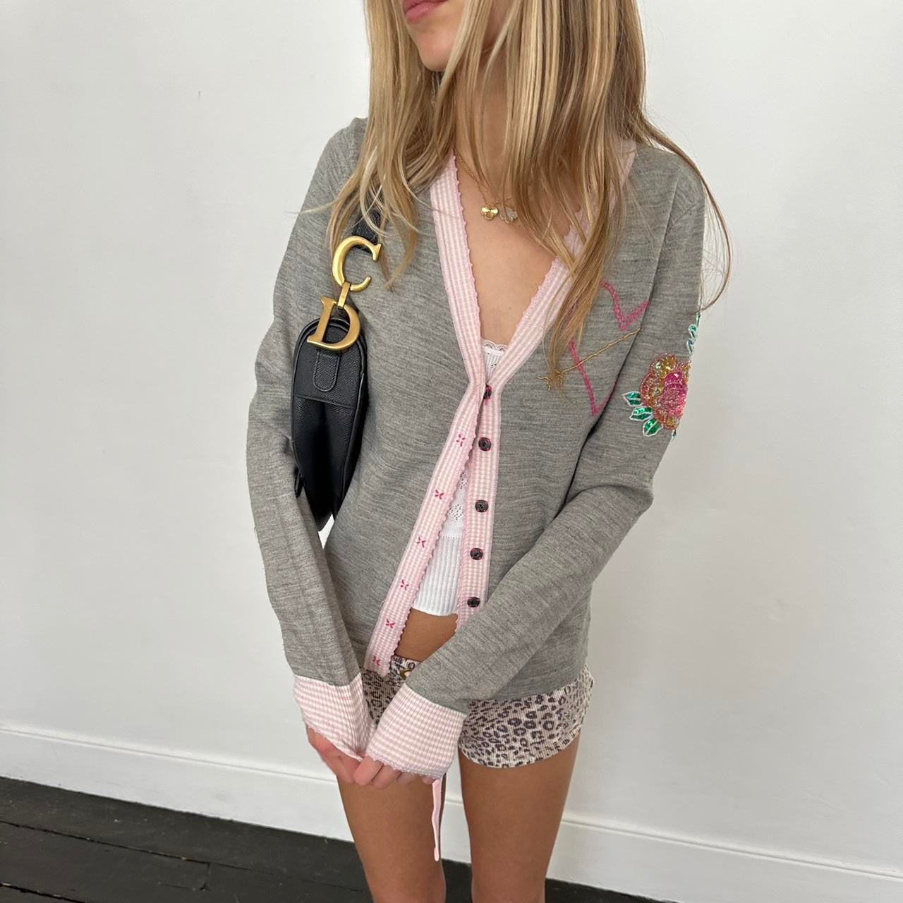 Vintage sequin grey cardigan