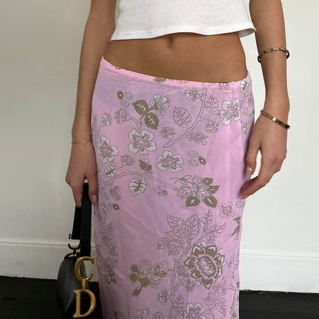 Vintage 90’s pink floral midi skirt