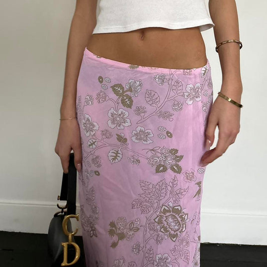Vintage 90’s pink floral midi skirt
