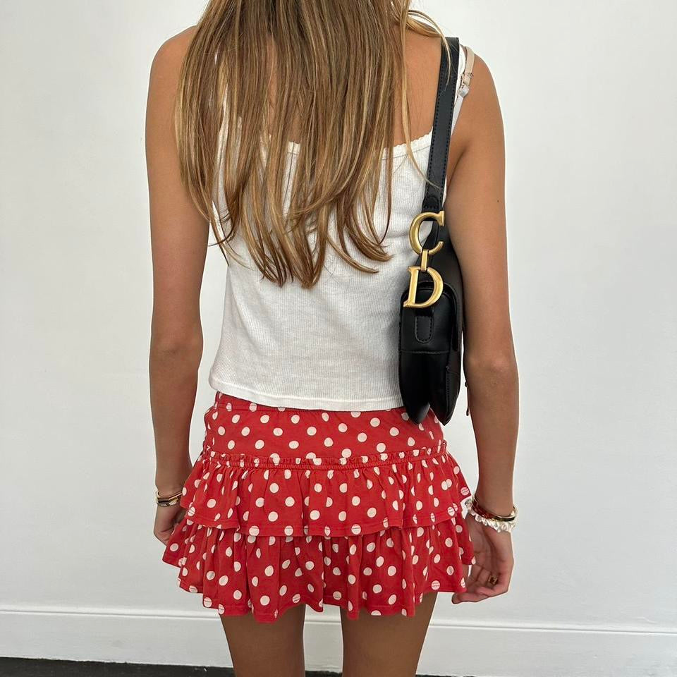 Vintage polka dot red layered skirt š