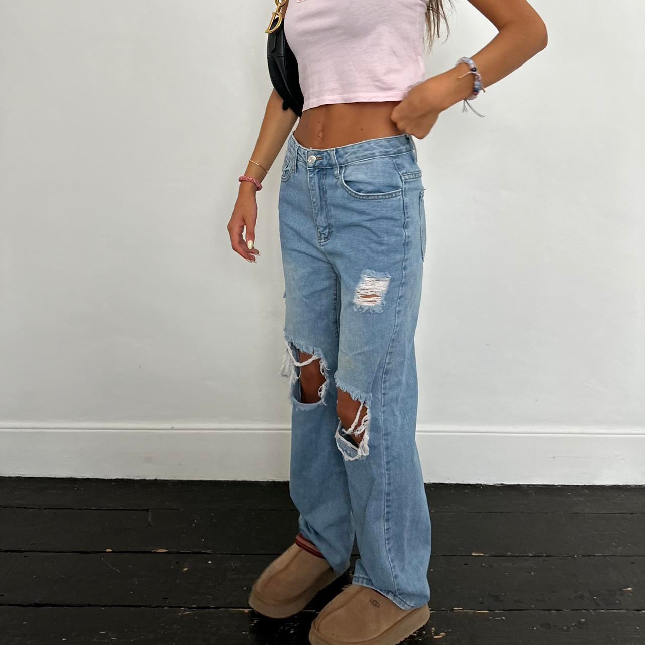 Vintage blue distressed jeans