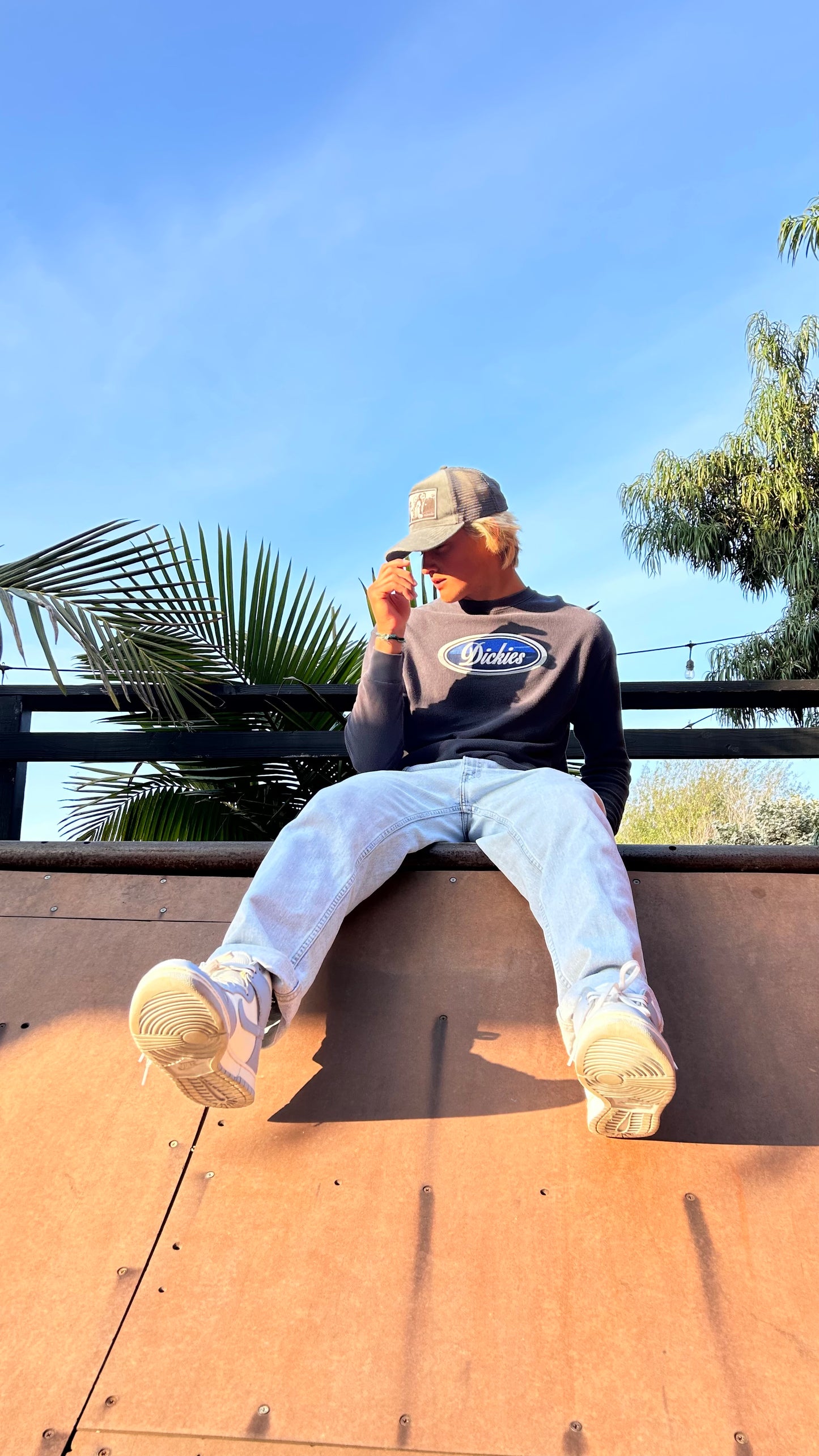 Vintage Dickies grey logo long sleeve top