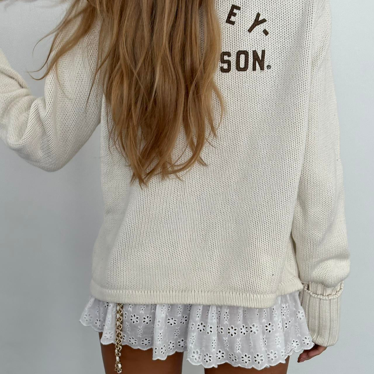 Vintage 90ās Harley Davidson white graphic zip up knit