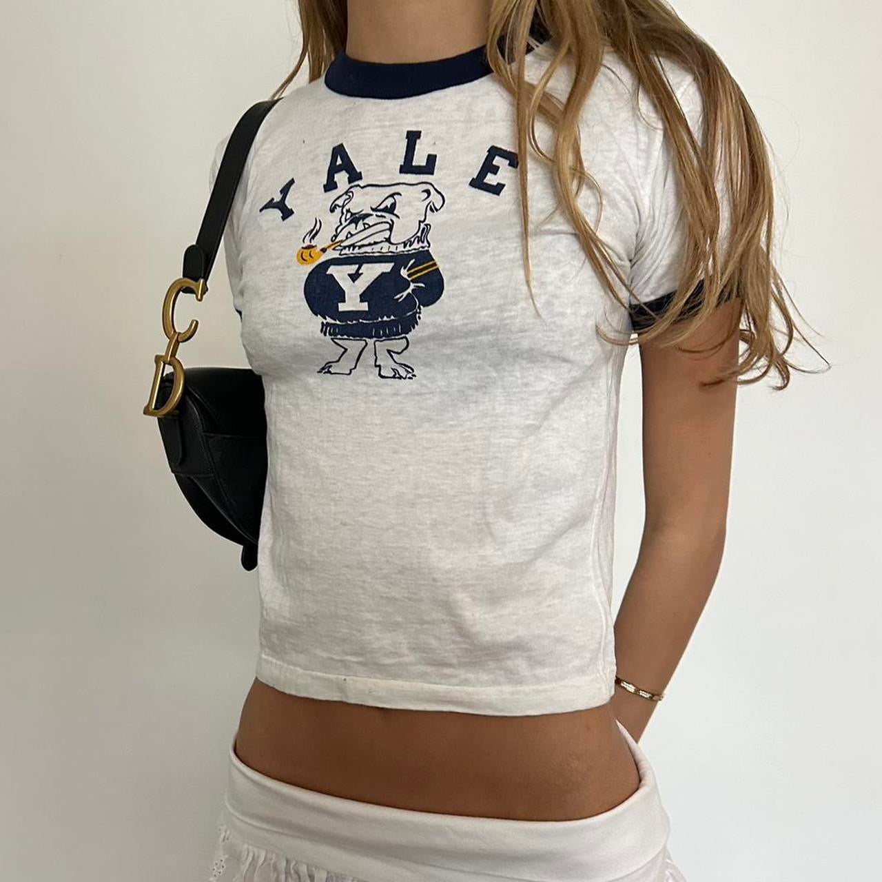Vintage rare 80s distressed Yale University baby tee