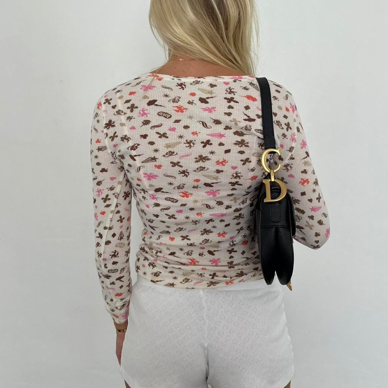 Vintage American waffle pattern long sleeve top