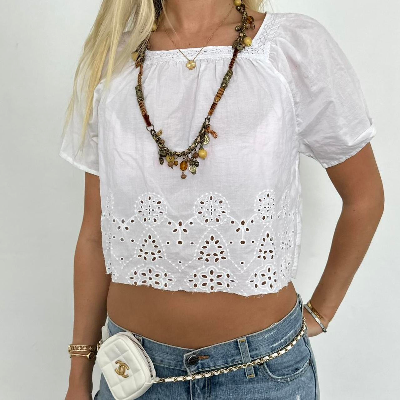 Vintage white delicate boho top