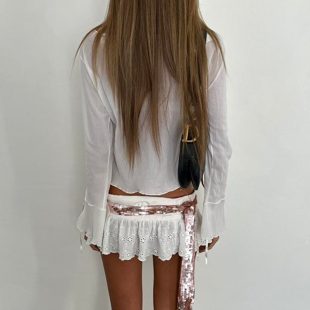 Vintage 00s white tie up pixie cardigan top