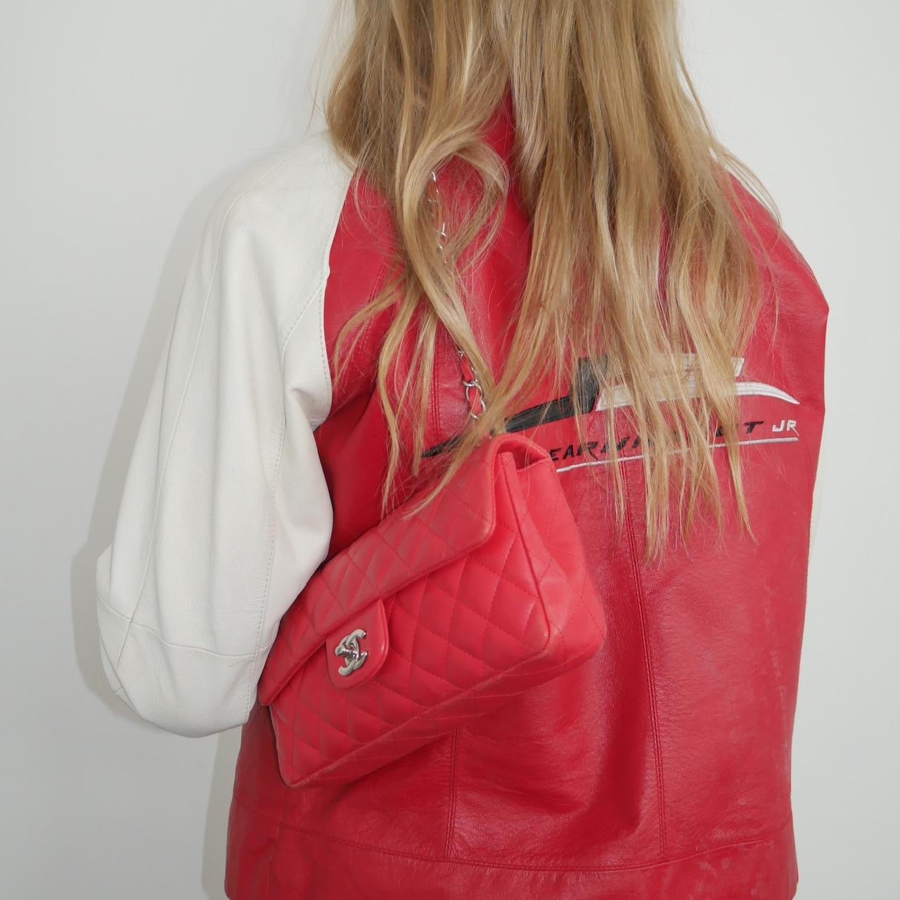 Vintage 90βs varsity red leather jacket π