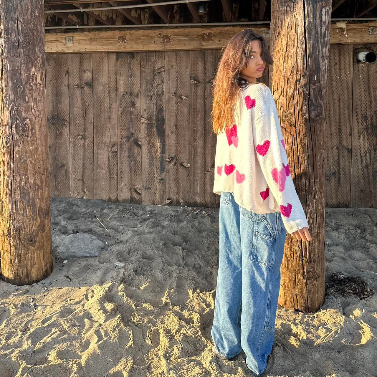 Vintage soft pink hearts button down cardigan π