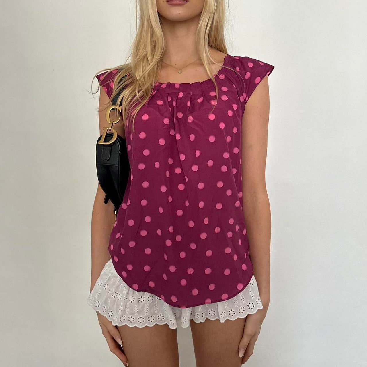 Vintage 90’s pink polka dot blouse top