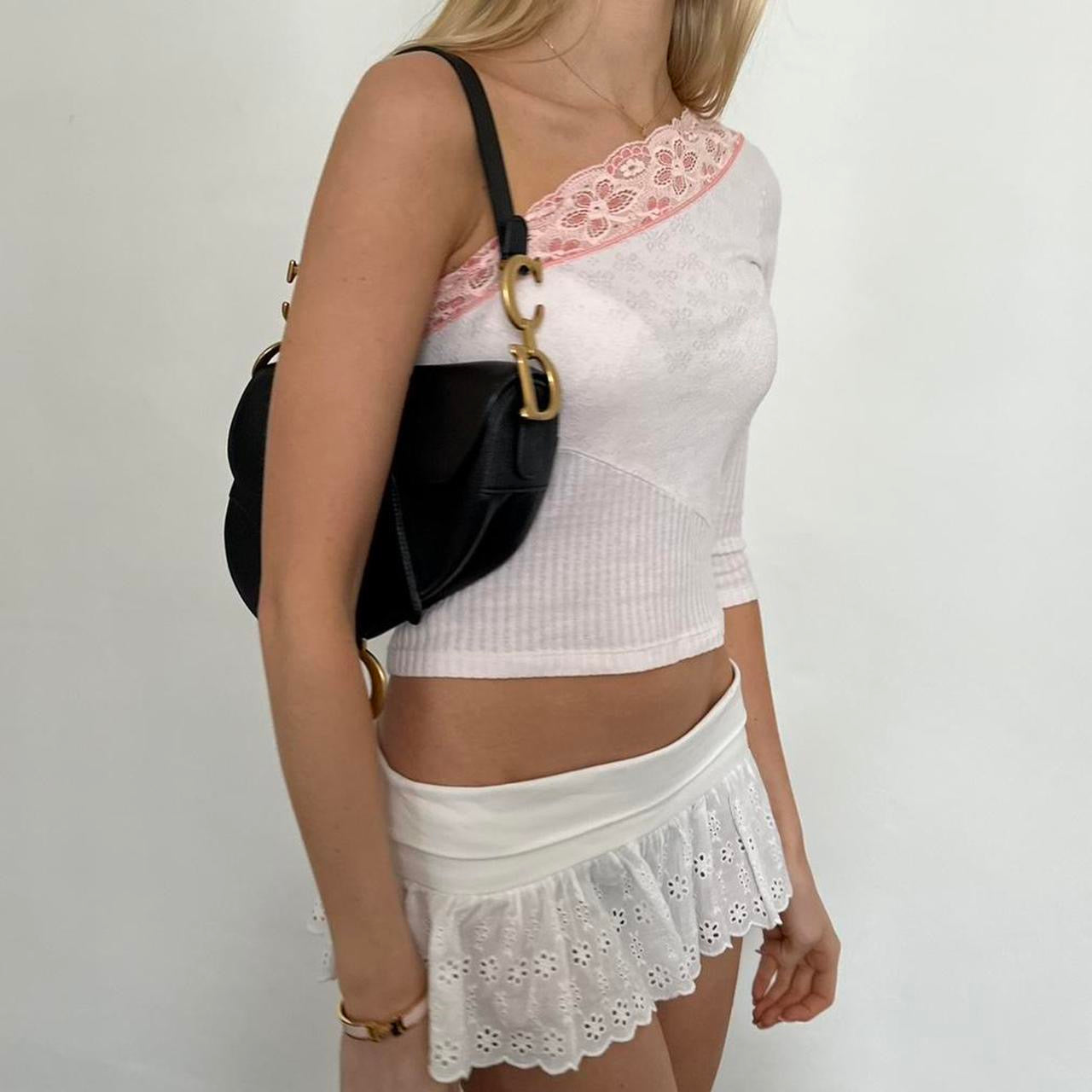 Vintage 90’s asymmetrical pointelle lace top