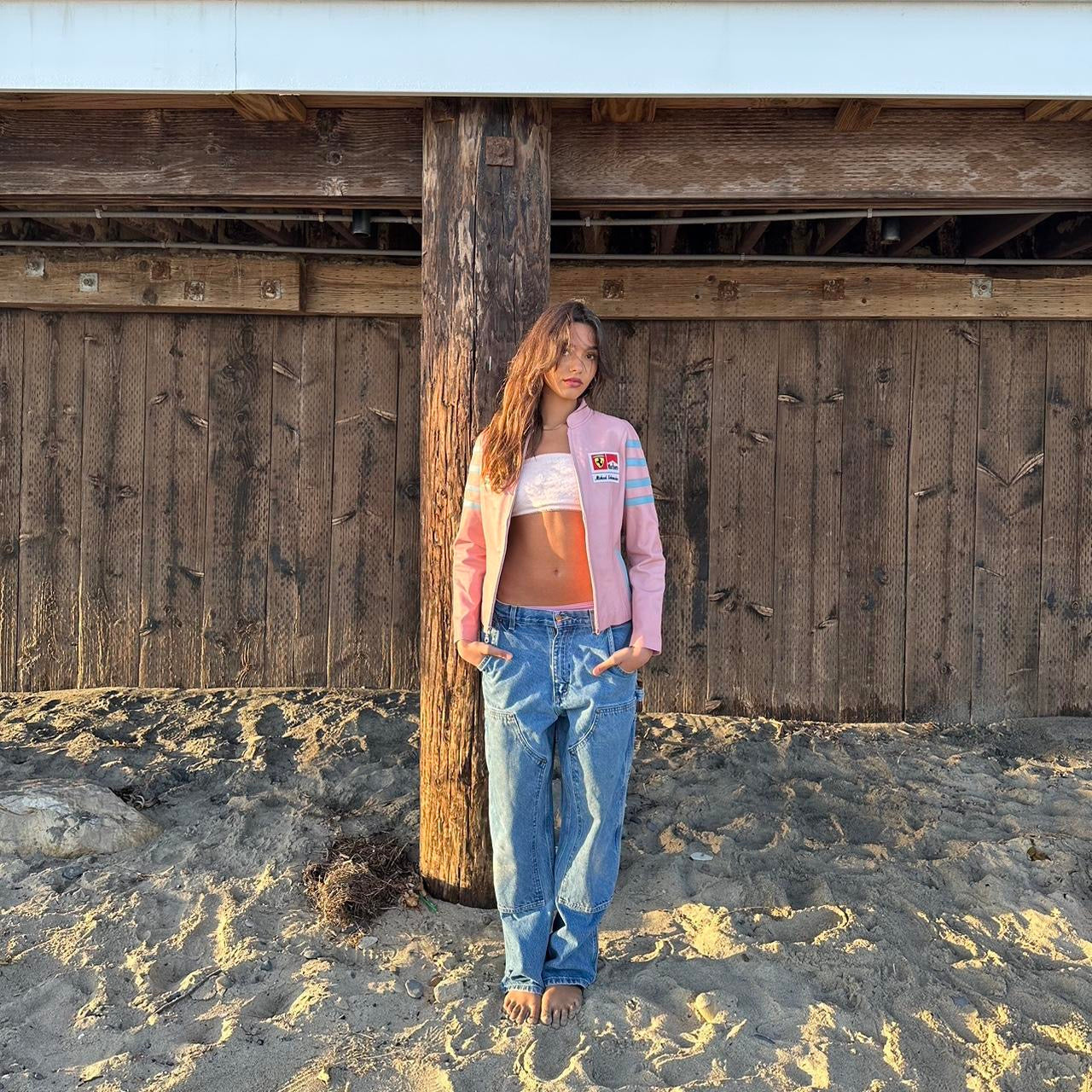 Vintage rarest pink Ferrari racing leather jacket 🩷