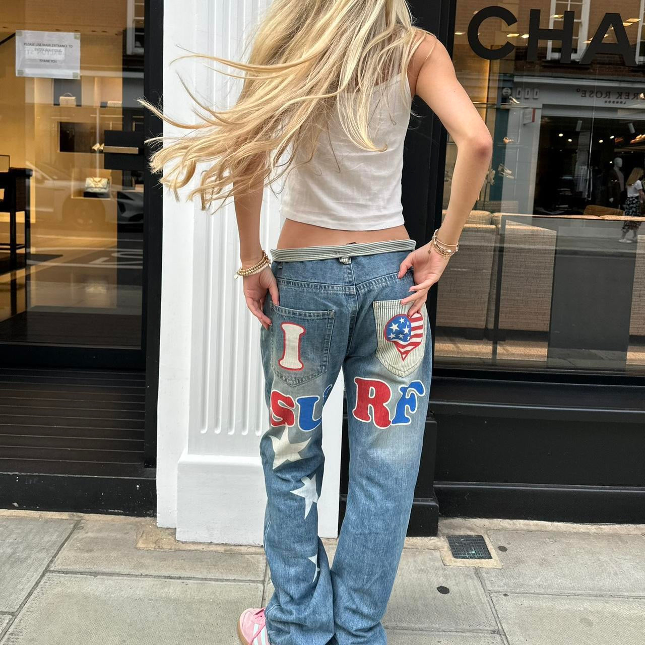 Vintage iconic rare 90s I love surf jeans 🩵🏄🏼♀️