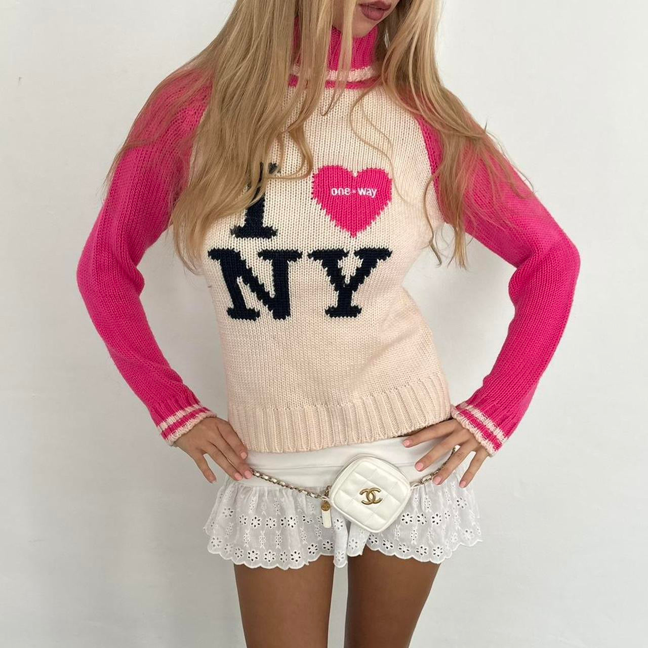 Vintage I love New York roll neck sweater