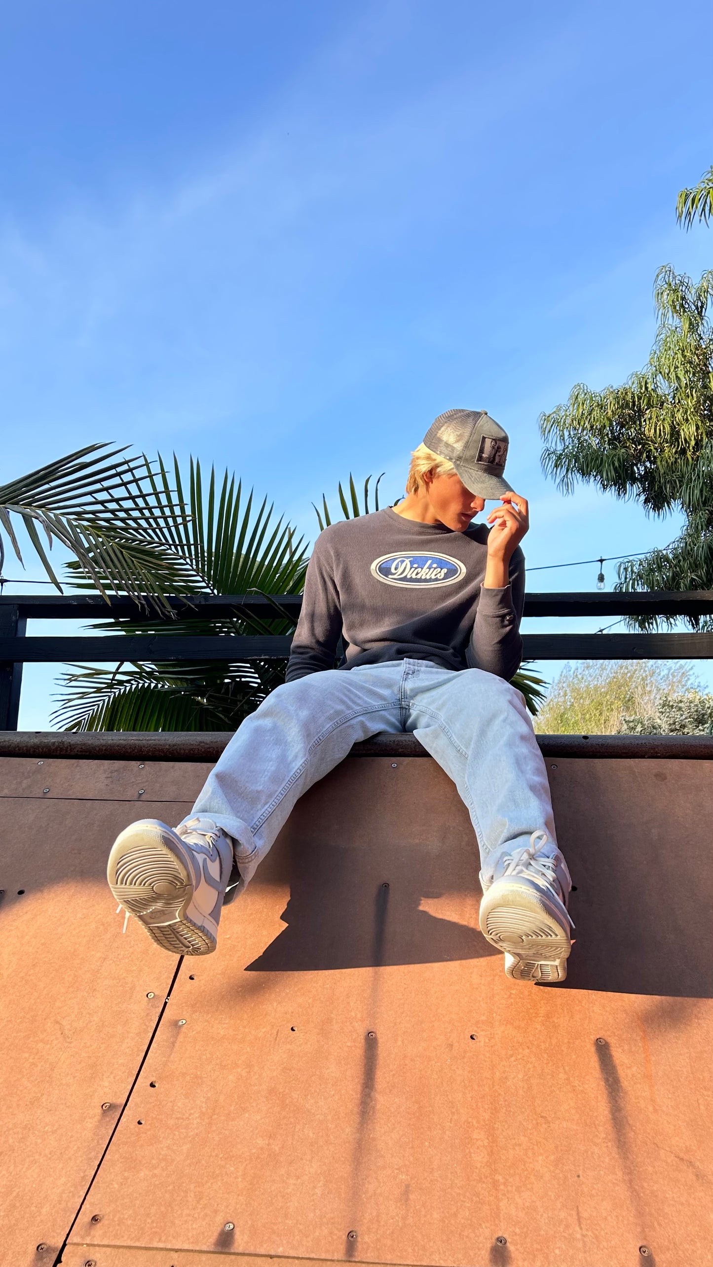 Vintage Dickies grey logo long sleeve top