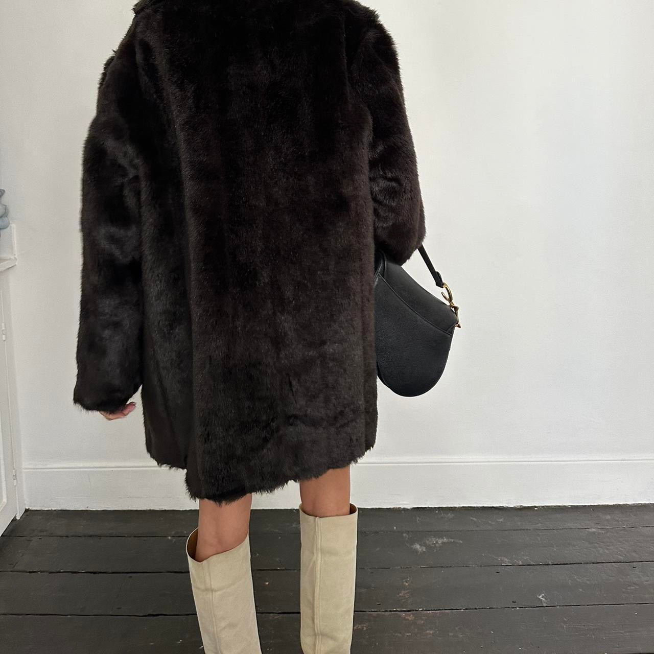 Vintage 2000’s dark brown faux fur jacket