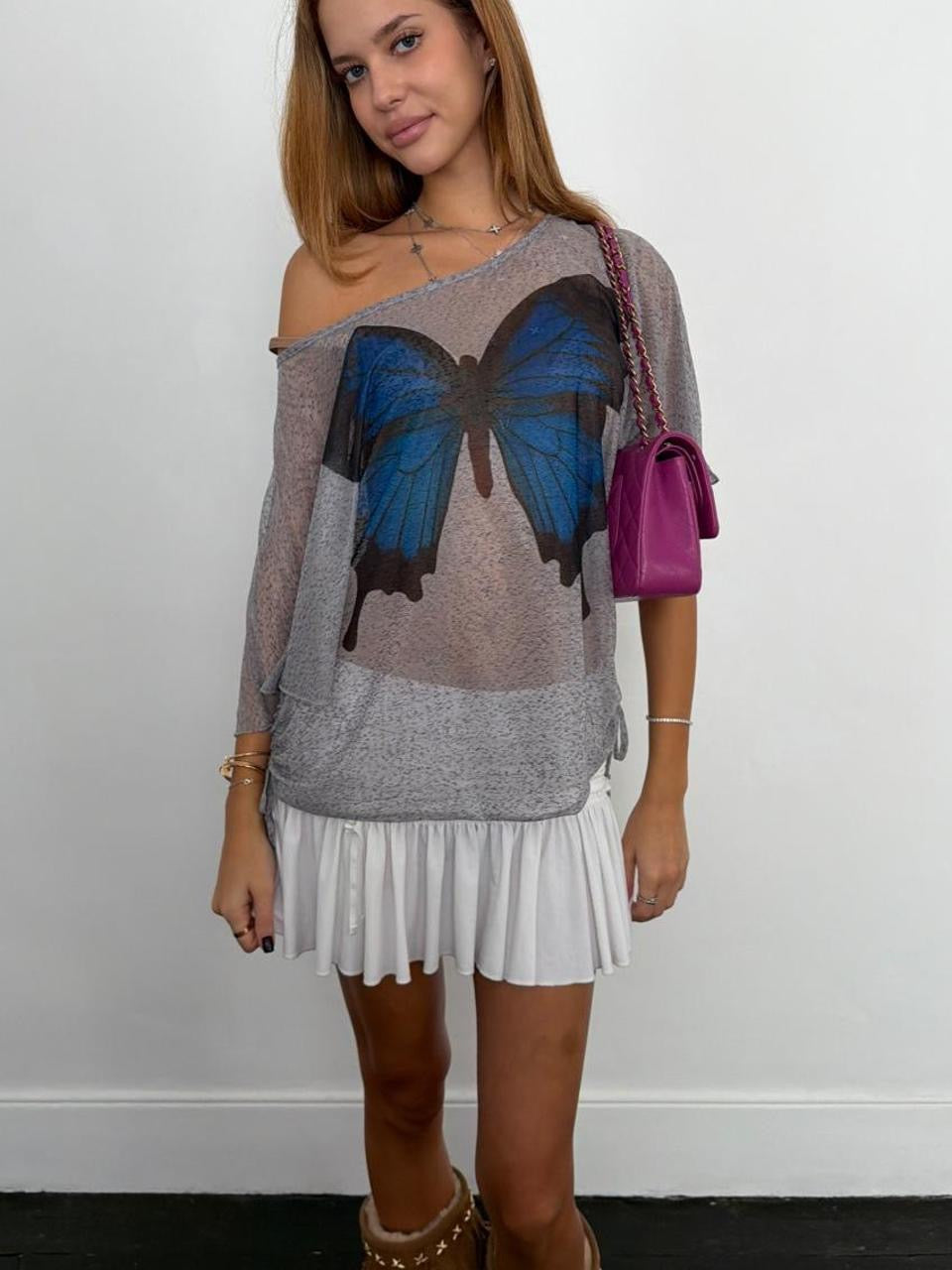 Vintage 00’s butterfly sheer top