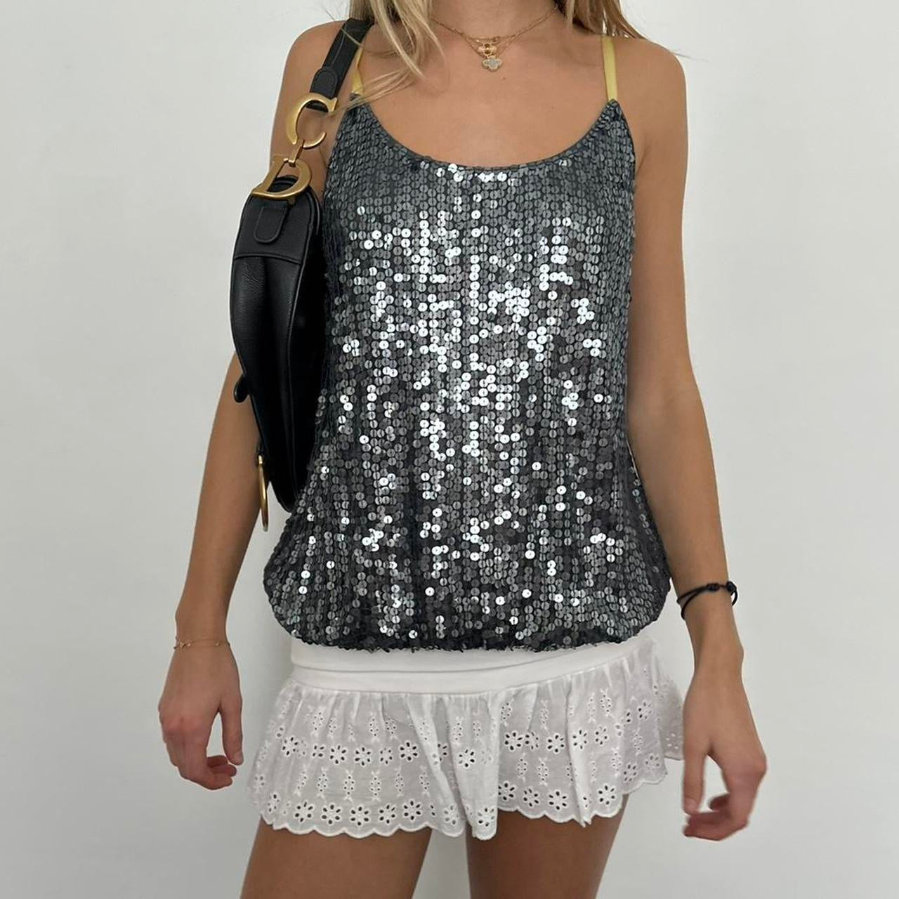 Vintage 90’s silver sequin cami top