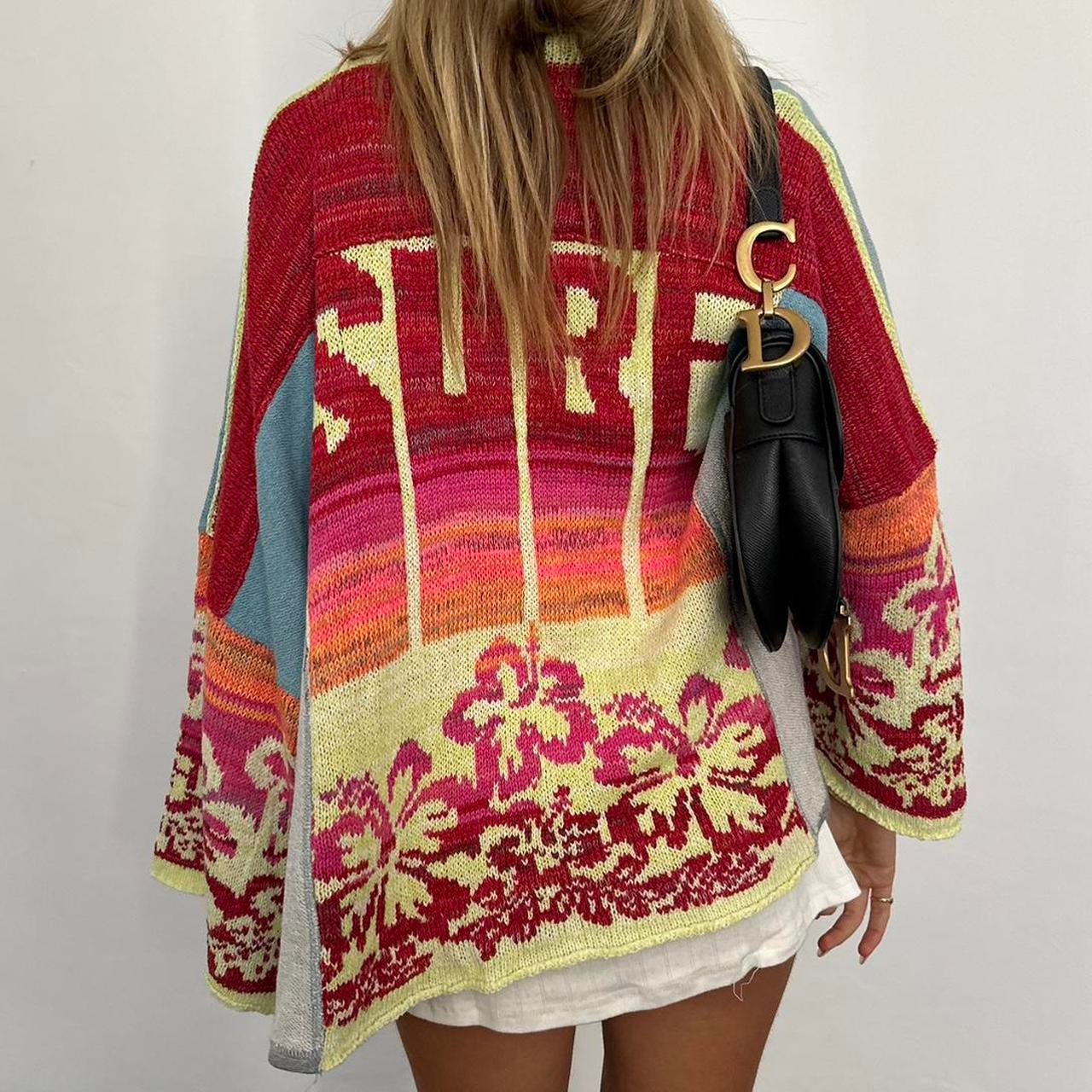 Vintage surf tropical knit cardigan sweater š