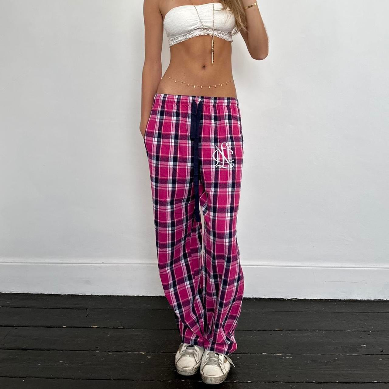 Vintage pink plaid pants πΈπ€