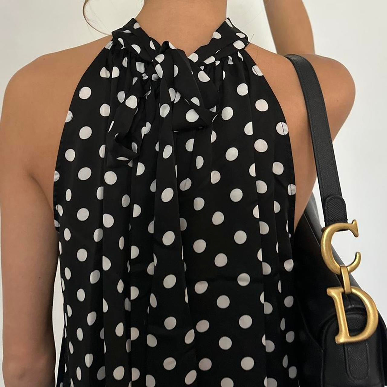 Vintage 90ās black and white polka dot top