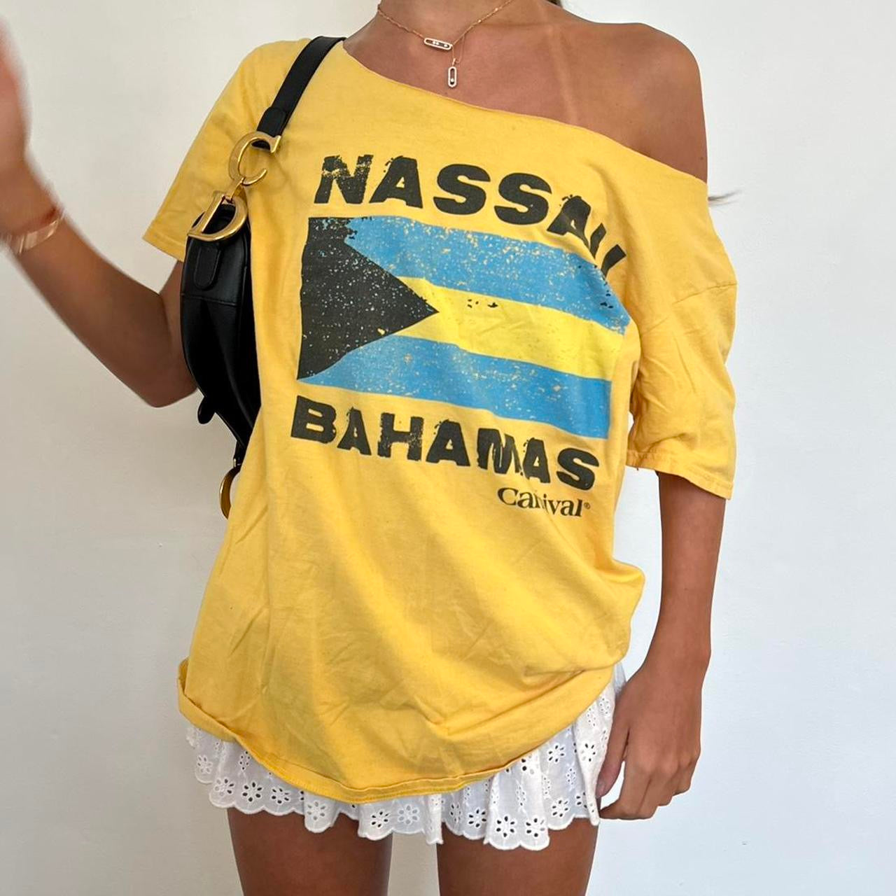 Vintage Nassau Bahamas yellow oversized top