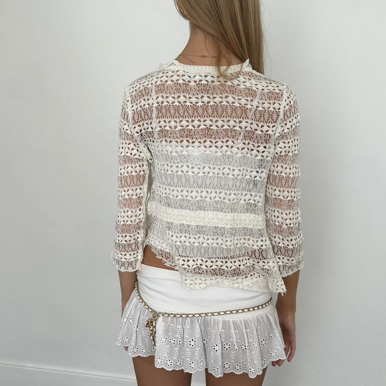 Vintage white crochet delicate layering cardigan