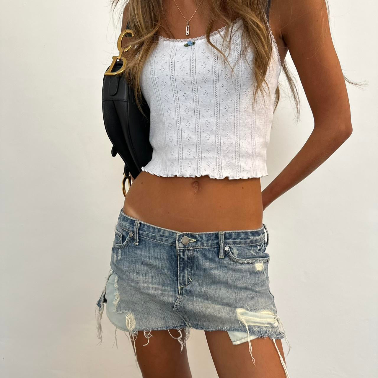 Vintage Abercrombie and Fitch denim distressed skirt πΊπΈ