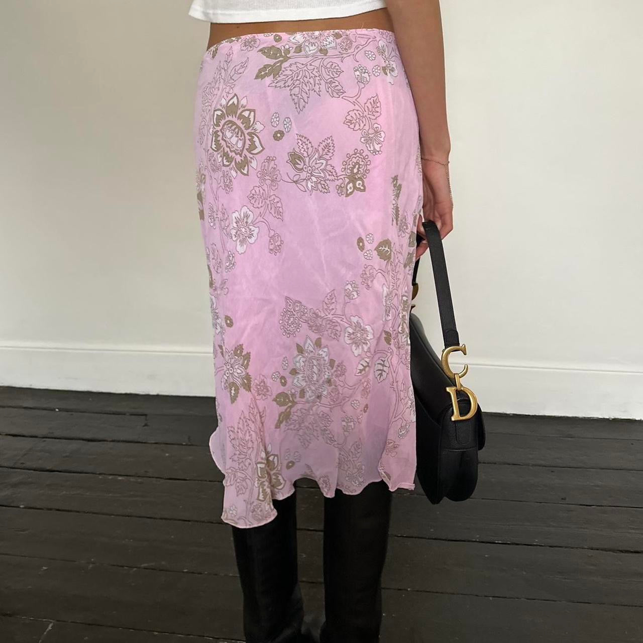 Vintage 90’s pink floral midi skirt