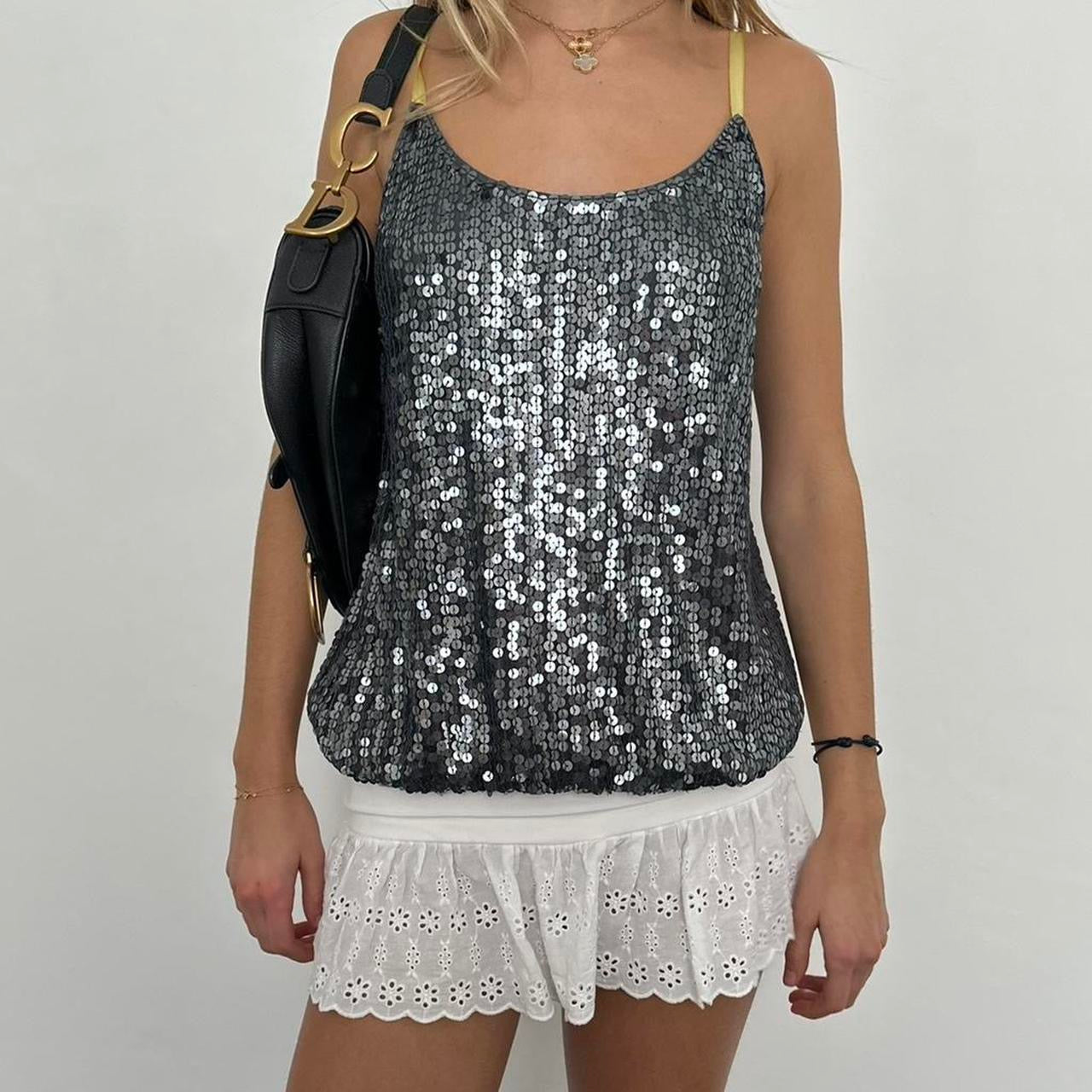 Vintage 90’s silver sequin cami top