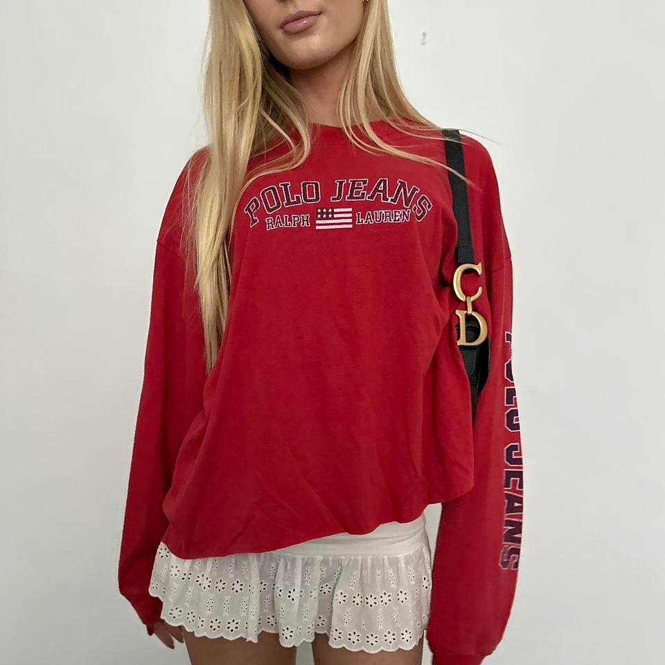 Vintage Polo Ralph Lauren red graphic long sleeve T-shirt