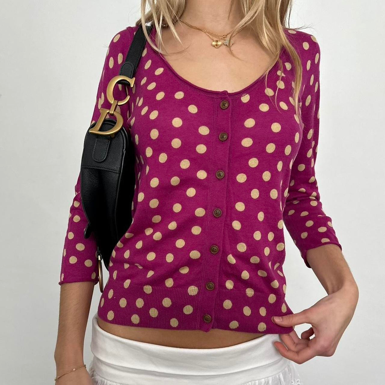 Vintage polka dot print cardigan top